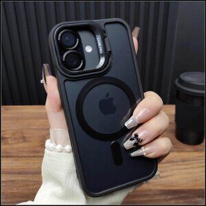 Semi-Transparent Matte Case with Flip Camera Bracket & Magnetic Ring